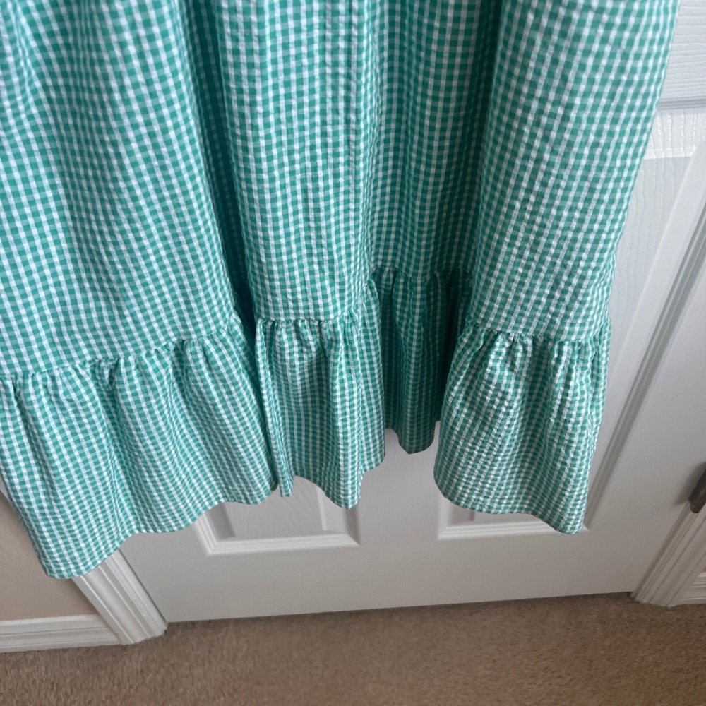 Draper James RSVP Green Gingham Short Sleeve Dress, Tiered Hem, M‎ - Picture 6 of 12